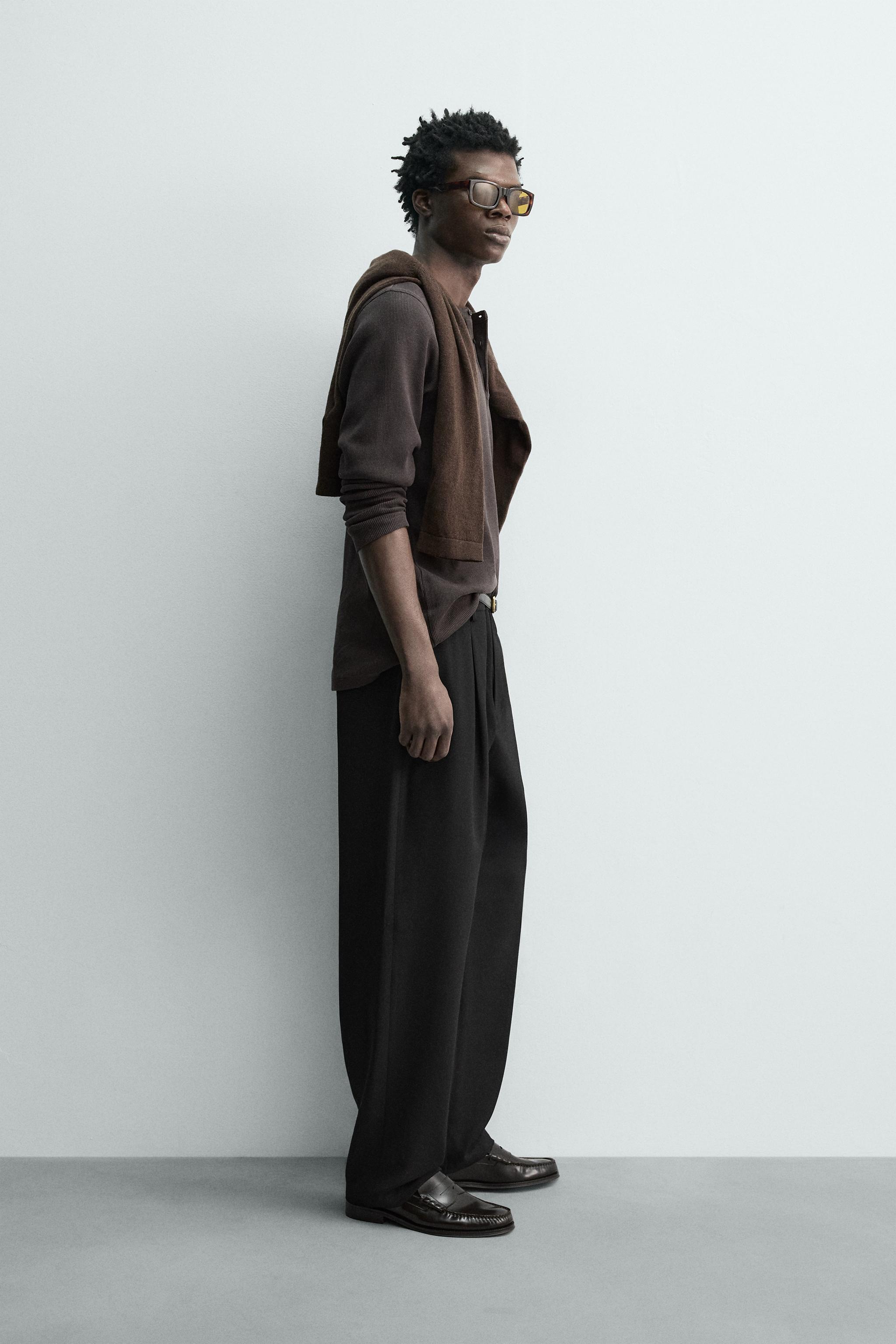 WOOL BLEND PLEATED PANTS
